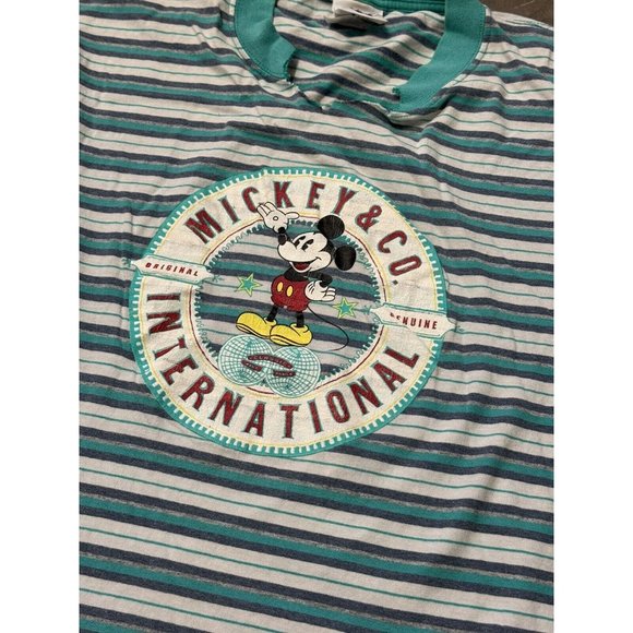 Vintage Disney Mickey Striped Cut Off Gym Distressed - Picture 5 of 9